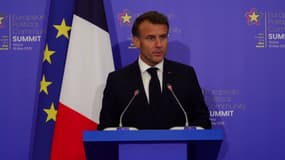 Emmanuel Macron au sommet de la Communauté politique européenne (CEP) ce 16 mai 2025 en Albanie.