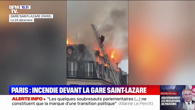 Un incendie est en cours devant la gare Saint-Lazare à Paris