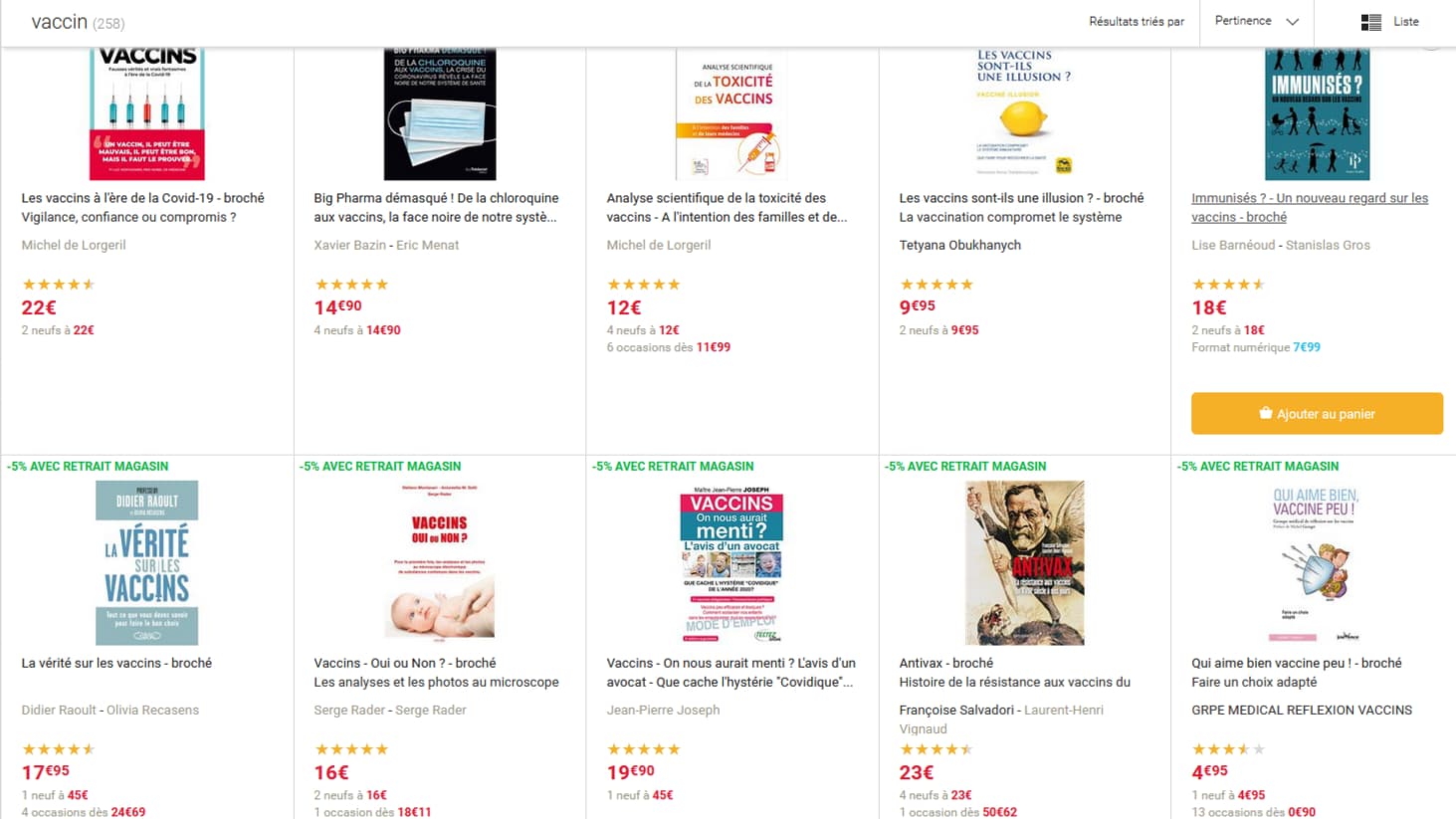 Les résultats de la recherche "vaccin" sur le site de la Fnac. Les résultats de la recherche "vaccin" sur le site de la Fnac.