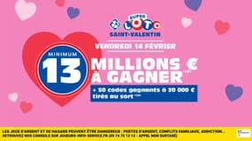 FDJ : 13 millions d'euros à gagner pour le Loto Saint-Valentin, il y aura au moins 50 gagnants aujourd'hui 