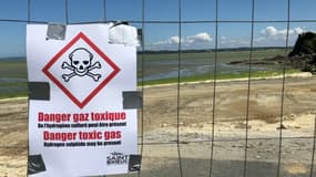 Prévention contre le danger des algues vertes sur une plage bretonne