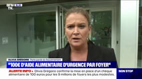 Olivia Grégoire confirme la mise en place d'une "aide alimentaire d'urgence de 100€ par foyer plus 50€ par enfant"