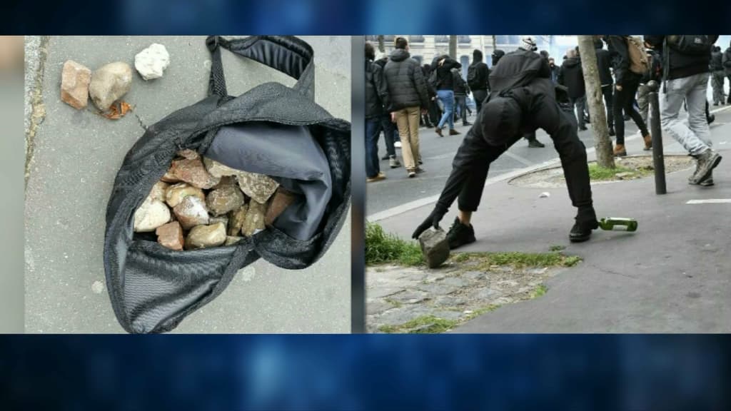 Des projectiles retrouvés lors de la manifestation du 1er mai à Paris. Des projectiles retrouvés lors de la manifestation du 1er mai à Paris.