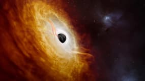 Capture d'une vidéo du quasar le plus lumineux de l'univers, publiée sur YouTube par l'Observatoire Européen Austral le 19 février 2024. 