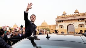 Emmanuel Macron à Jaipur lors de sa visite d'État en Inde le 25 janvier 2024
