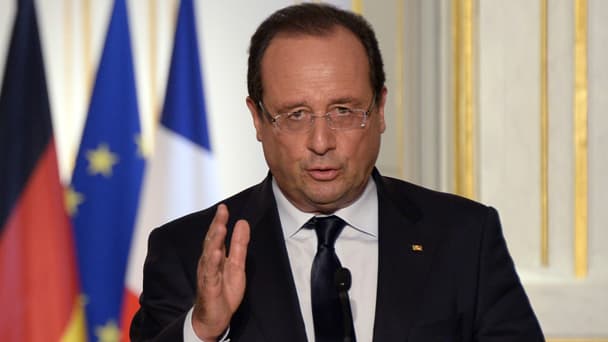François Hollande, ce mardi lors d'une conférence de presse avec le président allemand Joachim Gauck.