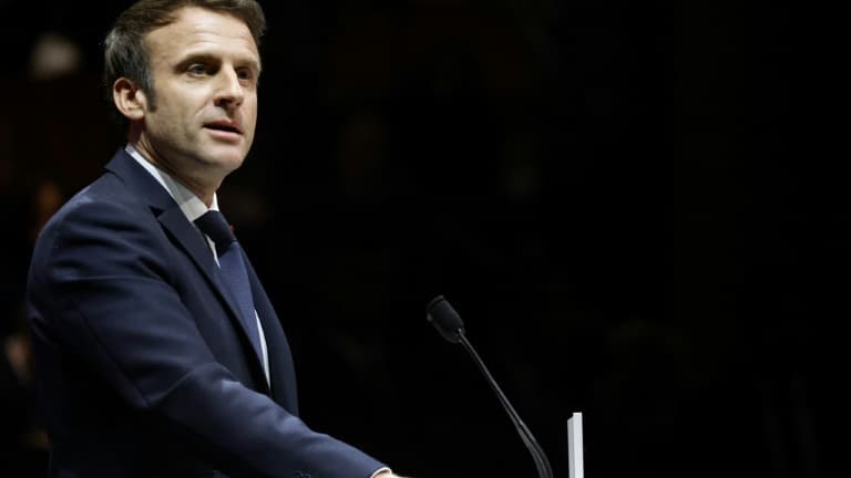 Le président français Emmanuel Macron à Toulouse, le 20 mars 2022