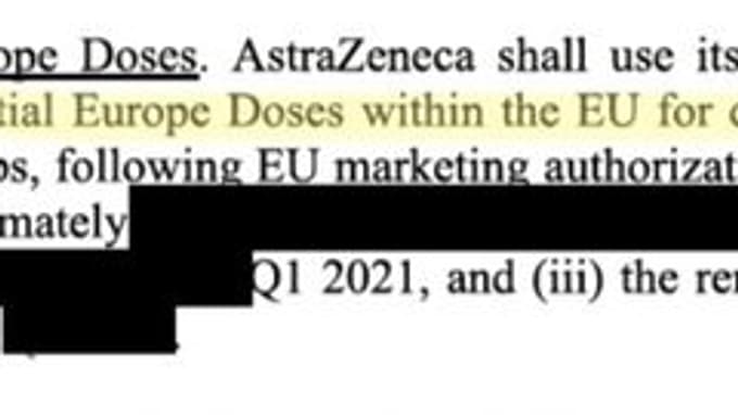 Capture d'écran du contrat entre l'UR et AstraZeneca Capture d'écran du contrat entre l'UR et AstraZeneca