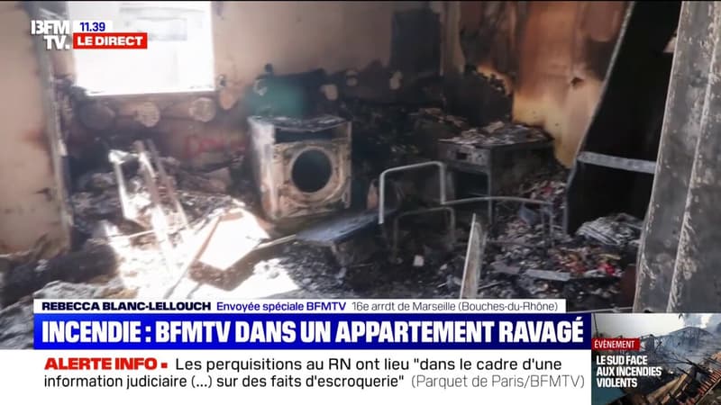 Incendie à Marseille: les images d'un appartement calciné dans le quartier Saint-Henri, dans le 16ème arrondissement