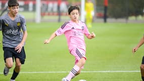 Thiago Messi lors d'un match avec les U13 de l'Inter Miami contre Penarol, le 25 novembre 2024