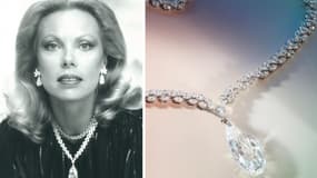 Christie's va vendre aux enchères des centaines de bijoux ayant appartenu à la milliardaire autrichienne Heidi Horten (à gauche portant la Briolette d'Inde de Harry Winston, un diamant de 90,38 carats, également à droite). Son mari, un homme d'affaires allemand, a fait fortune sous les nazis.