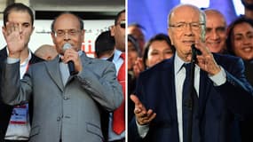 Moncef Marzouki, à gauche, va-t-il être en mesure de rester le président de la Tunisie? Cela risque d'être compliqué, tant Béji Caïd Essebsi, à droite, fait figure de favori.