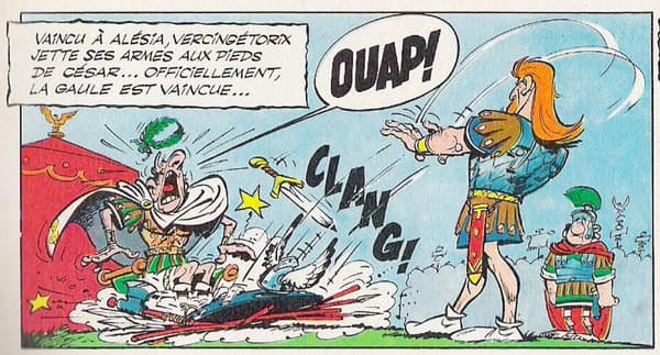 Vercingétorix déposant ses armes aux pieds de Jules César, dans "Le bouclier arverne", paru en 1967 Vercingétorix déposant ses armes aux pieds de Jules César, dans "Le bouclier arverne", paru en 1967