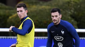Aymeric Laporte avec Hugo Lloris à l'entraînement des Bleus en 2016