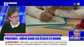 "L'école est un peu abandonnée", déplore Céline Peccini, secrétaire du SNUIPP des Bouches-du-Rhône, avant la grève de mardi