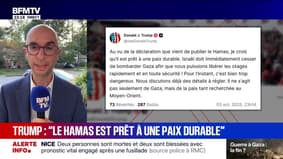 Donald Trump déclare sur Truth Social "que le Hamas est prêt à une paix durable" et demande à Israël "de cesser immédiatement les bombardements à Gaza"