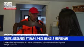 Crues dans le Morbihan: "On est à 15 ou 20 interventions", explique ce membre de la sécurité civile de Malestroit 