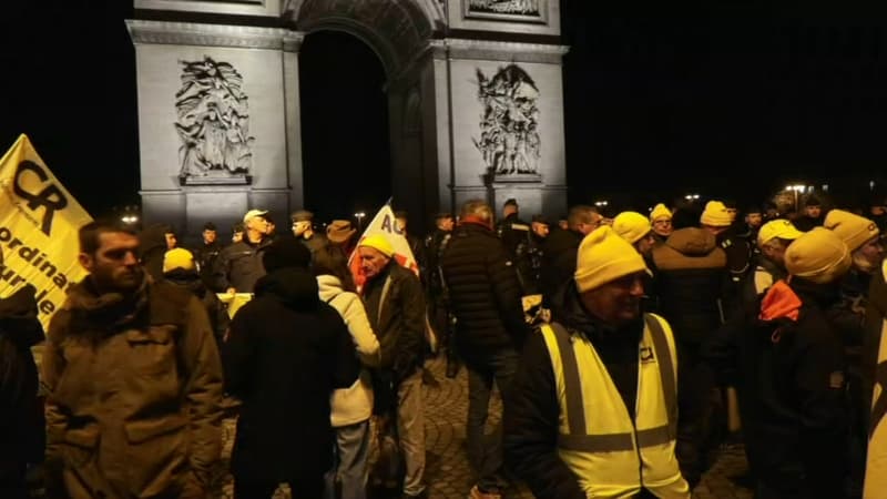 Colère des agriculteurs: la Coordination rurale mène une action autour de l'Arc de Triomphe à Paris