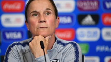 Jill Ellis, sélectionneure des États-Unis, à Lyon le 30 juin 2019