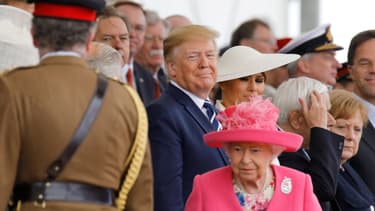 Le couple Trump et la reine Elisabeth II à Portsmouth le 5 juin.