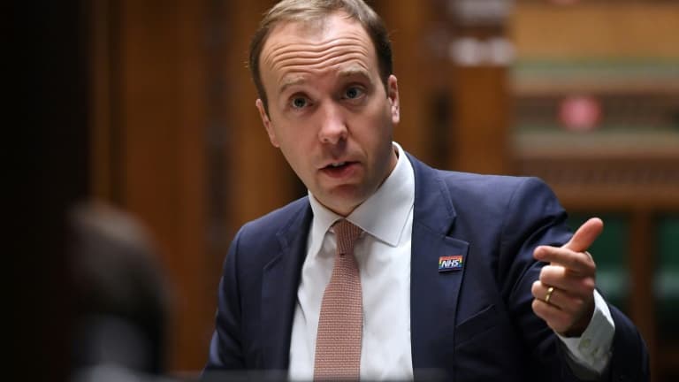 Le ministre de la Santé britannique Matt Hancock à la Chambre des Communes à Londres, le 15 octobre 2020