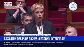 Clémentine Autain interpelle le gouvernement sur la taxation des plus riches: "Pour nous, l'enjeu c'est de réparer la mauvaise gestion macroniste, vos cadeaux privilégiés sur le dos des classes populaires"