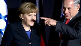 La malencontreuse moustache d'Angela Merkel, le 25 février 2014