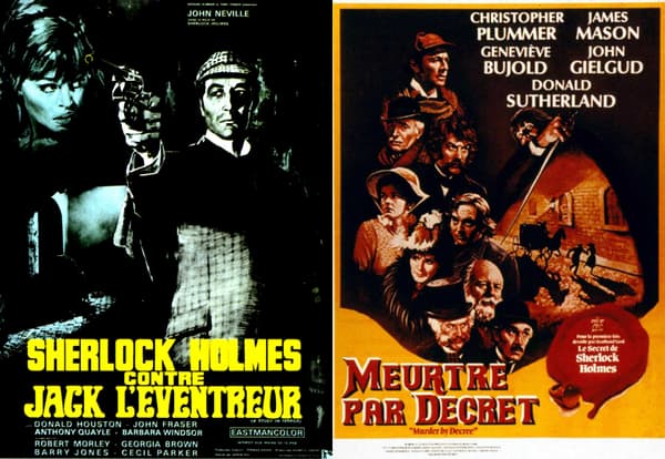 Deux affiches de films où Sherlock Holmes affronte Jack l'éventreur Deux affiches de films où Sherlock Holmes affronte Jack l'éventreur