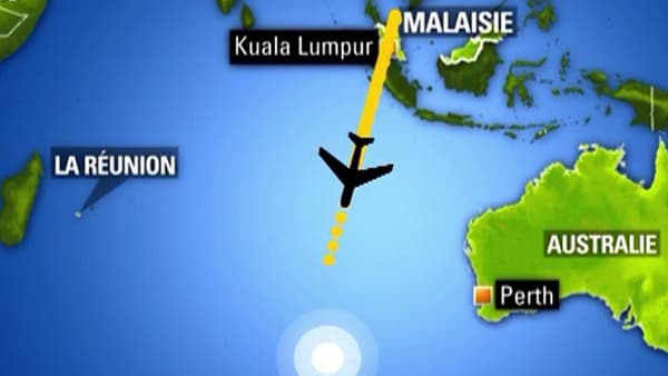 L'itinéraire supposé du MH370, le 8 mars 2014.