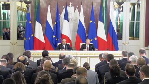 François Hollande et Vladimir Poutine à Moscou le 28 février 2013