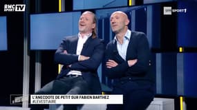 Manu Petit et Fabien Barthez dans Le Vestiaire