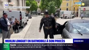 Aix-en-Provence: Merlin Longuet arrive en Batmobile à l'ouverture de son procès ce lundi