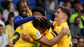 Ousmane Dembélé, Gavi, Koundé lors de la victoire du Barça dans le derby, 14 mai 2023