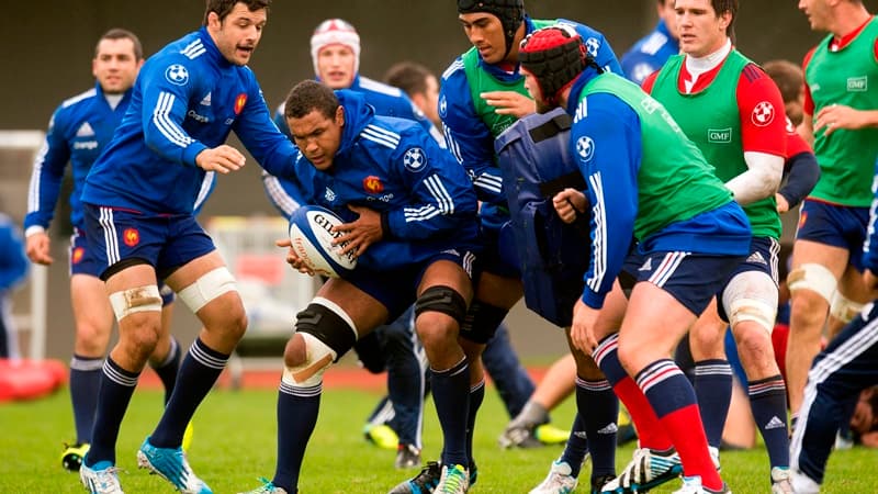 Le XV de France à l'entraînement