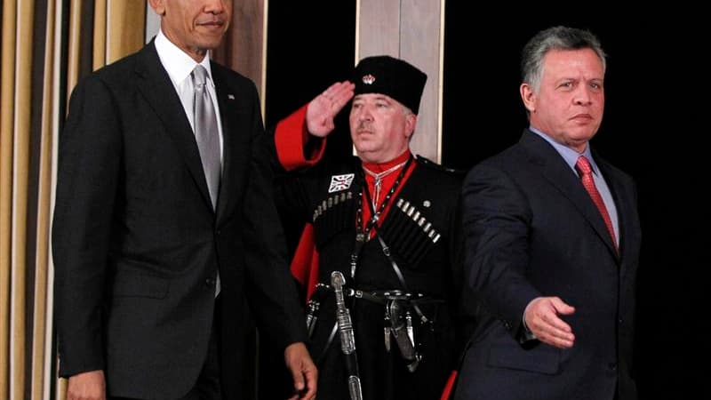 A Amman, Barack Obama et le roi Abdallah de Jordanie ont présenté un front uni face au régime syrien de Bachar al Assad, alors même que la Jordanie est confrontée à un afflux massif de réfugiés chassés par la guerre civile en Syrie. /Photo prise le 22 mar