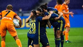 Les joueuses de l'OL face à la Juventus, à Lyon le 15 décembre 2020