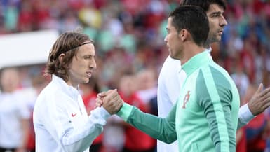 Luka Modric et Cristiano Ronaldo lors d'un match Croatie-Portgual - le 25/06/2016