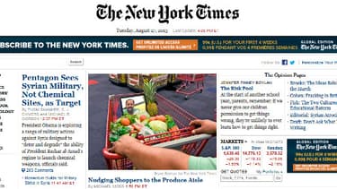 Le site du New York Times, mardi soir.