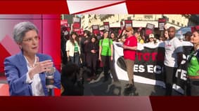 Sandrine Rousseau remercie les militants qui bloque l'assemblée générale de Total
