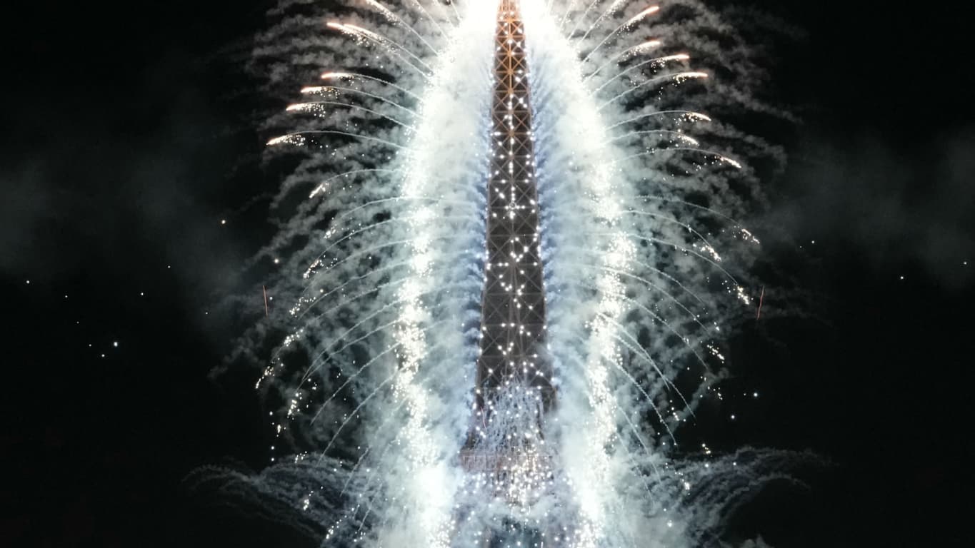 Le feu d'artifice du 14 juillet 2024 à Paris.