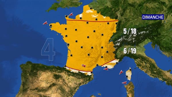 Carte de France de la météo dimanche.