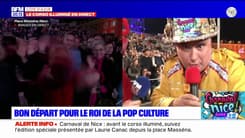 Au carnaval de Nice, le chef des ambianceurs "souhaite la bienvenue à BFM Nice Côte d'Azur"