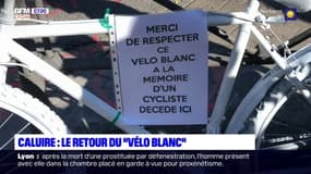 A Caluire, un vélo blanc installé pour rendre hommage à un cycliste mort, fauché par un camion