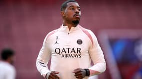 Presnel Kimpembe à l'entrainement avec le PSG avant le match face à Arsenal, en demi-finale aller de Ligue des champions, le 28 avril 2025