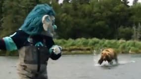 Une mascotte NHL chassée par un our pendant le tournage d’une pub en Alaska