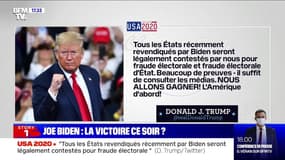 Donald Trump dit vouloir "légalement" contester "tous les États récemment revendiqués par Biden"