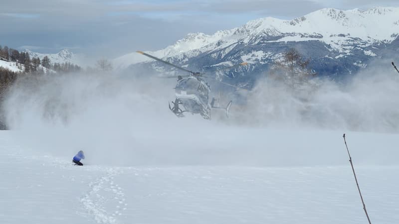 Le PGHM de Jausiers en intervention en Ubaye, le lundi 8 janvier 2024. 