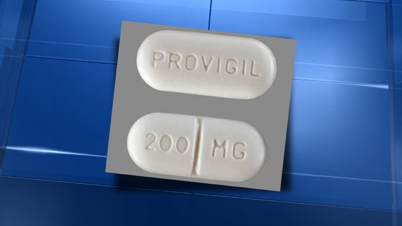 Un cachet de Progivil, le Modafinil tel qu'il est vendu aux Etats-Unis et au Royaume-Uni.