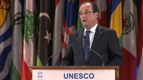 François Hollande à la tribune de l'Unesco, mercredi 5 juin 2013