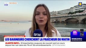 Marseille: les baigneurs cherchent la fraicheur du matin sur la plage